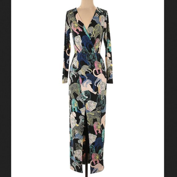 Le Superbe - Les Chats Maxi Dress Tiger and Leopard Print Dress- Small - Picture 1 of 5